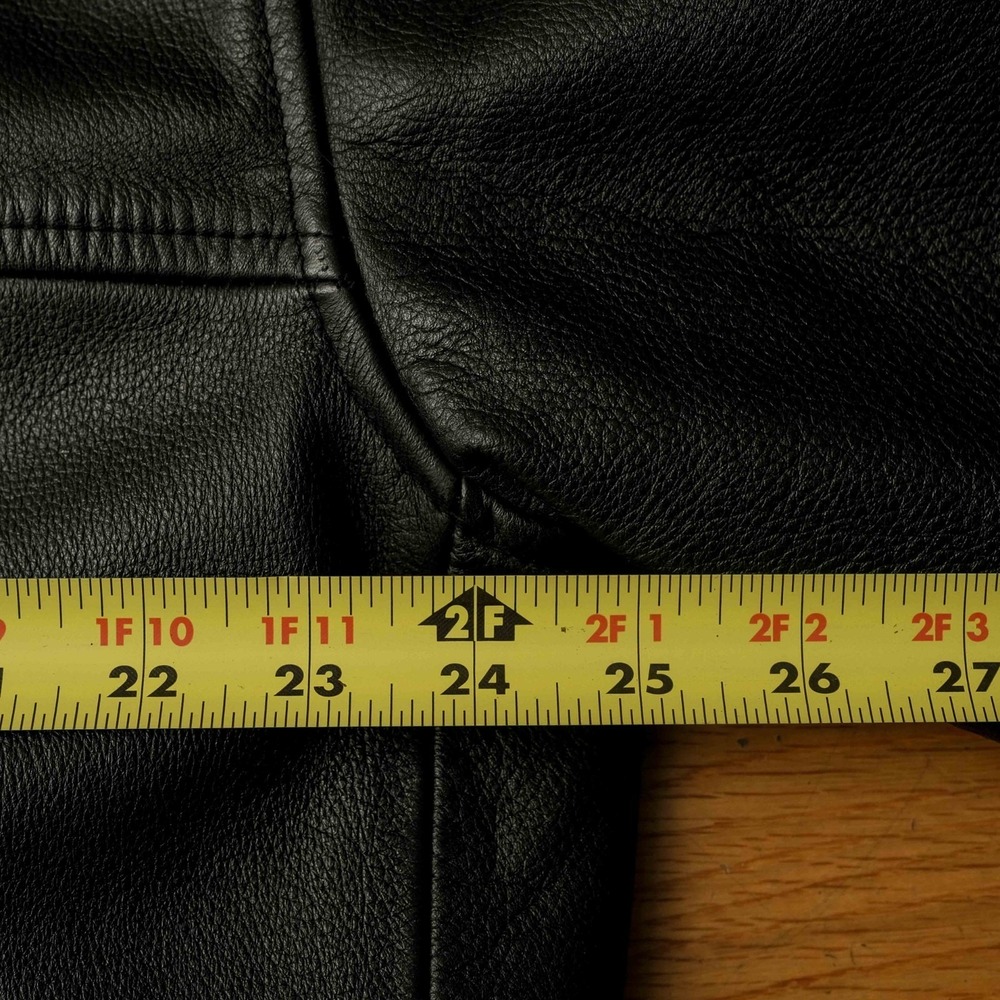 Rainforest Jacket Car Coat Black Pebbled Leather Sherpa Lined Button Front L - Picture 9 of 10